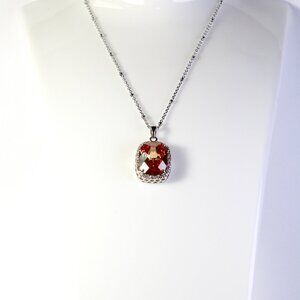 925 Sterling Silver Citrine Gemestone Necklace Free Chain